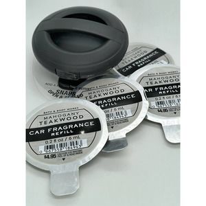 bbw Scentportable Black Clip & 4 Mahogany Teakwood Refills